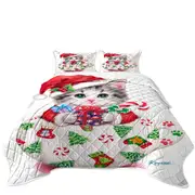Cat Art Drawings the Cute Cup Kitty Christmas Coverlet