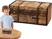Wooden Keepsake Box | Retro Storage Box - Retro Wood Keepsake Storage Box Treasure Box with Lock, Chest Box Home Decorations