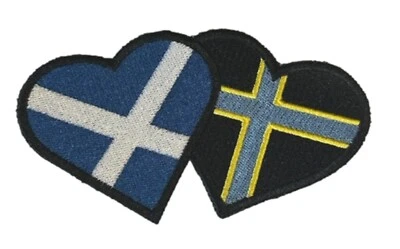 Scotland Saltire & Caithness Hearts Friendship Embroidered Sew/Iron on Patch (A)