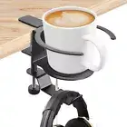 LBTING Desk Cup Holder, 2-in-1 Adjustable & 360° Rotating Office Gaming Black