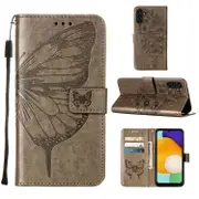 For Samsung Galaxy A34 5G Case, Butterfly PU Leather, Grey