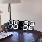 3D Digital Clock, Black Frame White Light, LED Electronic Clock, Living Room Bed