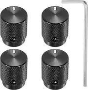 uxcell 4 Pcs Aluminium Potentiometer Knobs, 1/4"(6mm) IDx1/2(12.5mm) ODx5/8(16mm) Height Universal Volume Tone Control Knobs for Guitar, Bass, Oval Indicator, Bright Black