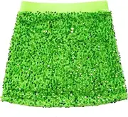 [QLIyang] Girls Sequin Skirt Dancing Party Dresses Mini Skirt for Girls Elastic Waist Sparkly Pencil Skirt Short Dress