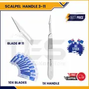 Metal Scalpel handle #3 and 10x blades #11 Steel- Mycology and surgery cutting