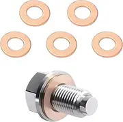 Mandark M12 x 1.5 Magnetic Car Oil Drain Plug, Stainless Steel Vehicle Sump Drain Nut Bolt with Copper Gaskets, Leakproof Auto Oil Pan Drain Plug Replacement, Universal for Most Cars