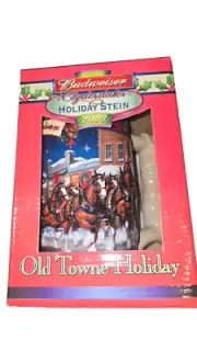 Budweiser 2003 Clydesdales Holiday Stein Old Towne Holiday NEW NIB 7" Tall 3D
