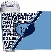 Rico Industries NBA Basketball Memphis Grizzlies 24oz Acrylic Tumbler with Hinged Lid, Officially Licensed Double Wall Tumbler with Straw