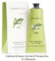 Crabtree & Evelyn Lily Hand Therapy Duo - 2 x 100 gr - New