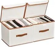 CyperEver Foldable Storage Box with Lid and Handles, L37 × W27 × H26 cm, 26L Linen Storage Closet Organiser, Clothes Storage Organizers, Collapsible Fabric Storage Bins for Clothes Sheet (2 Pack)