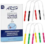 Arsh tongue scraper for adults stainless steel Tongue Cleaner for Oral Care & Hygiene tongue cleaner for men and women Tongue scrubber to reduce bad breath 100% Metal Tongue Cleaners (Multi Pack of 6)