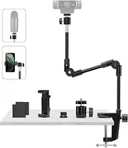 INMOZATA Projector Stand Webcam Stand Camera Mount with Phone Holder & 5/8" Screw, 25in Flexible Projector Stand Gooseneck Desk Mic Stand
