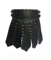 Mens Real Cowhide Leather Black Heavy Duty Gladiator Pleated Kilt Halloween LARP