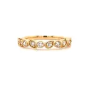 Pear and Round Alternating Shaped Stackable Diamond Ring 14K Yellow Gold