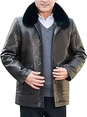 [Zylphorix] Men's Durable Leather Jacket with Comfortable Ribbed Cuffs and Hem, Offering a Fit for All-Day Comfort and Style