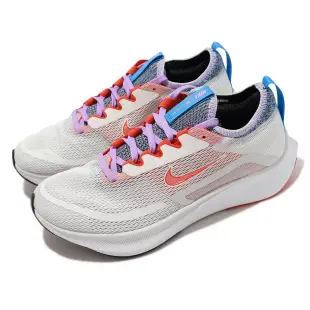 Nike 慢跑鞋 Wmns Zoom Fly 4 女鞋 白 橘 Flyknit 輕量 襪套式 碳板 CT2401-100