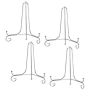 4Pcs 10 Inch Plate Stands for Display Iron Folding Easel Plate Holders, Silver