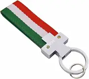 Italian Flag Stripe Nylon Band w/ Inner Leather Key Chain Strap Trim Decal for Ferrari Maserati Lamborghini Porsche