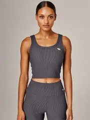 Womens Ribbed Workout Tank. Running Bare Cropped Tank.