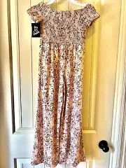 Art Class Girls Size Small 6/6X Floral Blush Romper