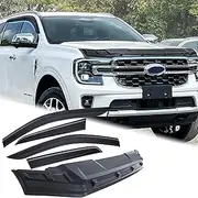 SUERAUTO4X4 Bonnet Protector Weather Shields Window Visor for Ford Everest Next Gen 2022 2023 2024 2025 Accessories, Black Bonnet Protector Stone Guard Weathershields Sun Rain Wind Deflector Guards