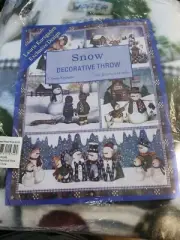 Laurie Korsgaden SNOW Fleece Blanket 51”X64” Winter Snowman Christmas