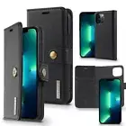 Genuine Leather Magnetic Wallet Case with Card Holder Fits iPhone 13 Pro Max