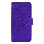 For Xiaomi Redmi Note 8 Pro Calf Pattern Mandala Double Folding Design Embossed Leather Case with Wallet & Holder & Card Slots(Purple)