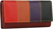 [K London] Women's Leather Wallet, Leather Wallet Ladies, (Brown) (Az04_Brown), Brown,Camel,Red,Purple & Green, Two Fold Wallet