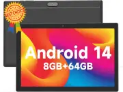 Android 14 Tablet 10", 8GB RAM 64GB, Dual Camera, WiFi 6, 6000mAh, IPS HD Screen