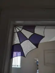Stained glass purple spider web home decor halloween boho rustic gothic vintage