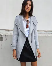 [Belle & Bloom] Bad Girl Wool Blend Moto Coat - Grey Marle