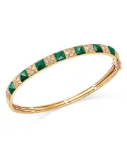 Bloomingdale's Fine Collection Malachite & Diamond Bangle Bracelet in 14K Yellow Gold