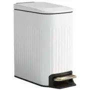 Rectangular Trash Can 1.6 Gal. White Stainless Steel Lid Soft Close Foot Pedal