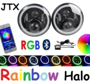 JTX 7" LED Headlights RGB Rainbow Halo Mini Cooper S Clubman Moke Morris Minor