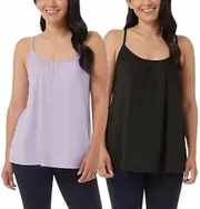 [32 Degrees] Cool Womens Flowly Relaxed Lounge Built-in Cups Shelf Bra Tank Cami Black