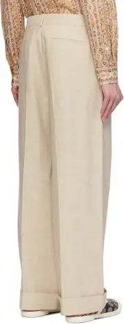 Valentino Pleat Detailed Turn-Up Hem Pants IT48 Nude