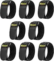 Trilancer Elastic Cinch Straps with Anti-Slip Strips, 30 cmx 5 cm (8 Pack) Heavy Duty Multipurpose Hook and Loop Straps for Extension Cords, Cables, Ropes, Hoses, Bike, Pant Garters