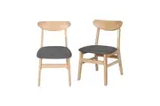 Levede 2x Solid Wood Fabric Cushion Dining Chairs Natural