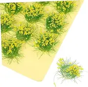 1 Sheet Grass Grain Fake Grass Artificial Grass Crafts Artificial Leaves Static Turf Grass Miniature Mini Cluster Garden Ornaments Outdoor Grass Grid Artificial Turf Yellow Plastic