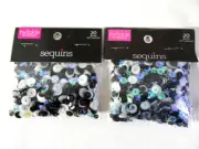 2 Pkgs NICOLE Twinkle Craft Sequins Black/White/Frost/Clear Reflective Assorted
