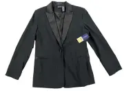 Hillard & Hanson Blazer Womens Size 10 Stretch Black Suit Jacket Sport Coat VTG
