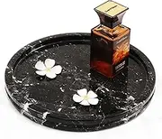 Radical Marble Round Tray 10" Inches Black Handmade Charcuterie Board with Lid for Kitchen - Serving Dishes, Vanity & Ottoman Platter - Dish for Serving Food