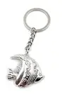 Keychain Fish With Pattern Silver Metal Pendant Charm