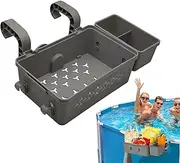 Poolside Storage Basket, Ground Pool Accessories, Hanging Swimming Pool Storage Tray Attachment for Most Ground Pool