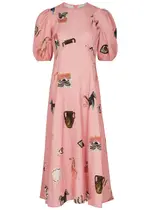 Alemais Cleo Pink Printed Linen Maxi Dress - 6 6