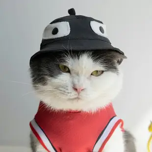 寵物遮陽帽 手工寵物漁夫帽貓咪狗狗遮陽帽可愛貓頭套頭飾拍照道具小型犬帽子『XY21875』