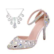 Nevenka Sparkly Diamond High Heels 9.5cm Pointed Toe Sandals for Wedding-Colorful