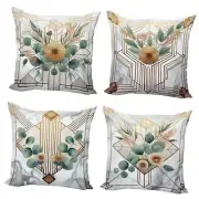 Eucalyptus Throw Pillow Cushion 18" x 18" (Pack of 4) Teal Grey and Orange