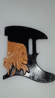 Leather pickguard Custom Hand Tooled Leather Telecaster "Indian Skull"